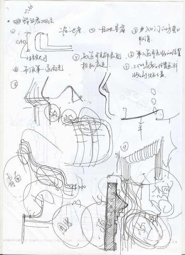 北京天桥艺术中心文化1600座剧场手绘草图方案设计阶段这个阶段考验的